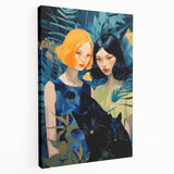 Electric Jungle Portrait Art - Vibrant Blue and Green Canvas Print