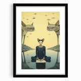 Surreal Electric Art - Mystical Cats and Figure Canvas - Dreamy Decor