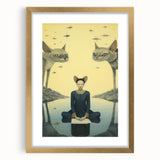 Surreal Electric Art - Mystical Cats and Figure Canvas - Dreamy Decor