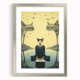 Surreal Electric Art - Mystical Cats and Figure Canvas - Dreamy Decor