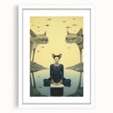 Surreal Electric Art - Mystical Cats and Figure Canvas - Dreamy Decor