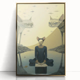 Surreal Electric Art - Mystical Cats and Figure Canvas - Dreamy Decor