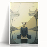 Surreal Electric Art - Mystical Cats and Figure Canvas - Dreamy Decor