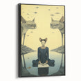 Surreal Electric Art - Mystical Cats and Figure Canvas - Dreamy Decor