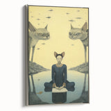 Surreal Electric Art - Mystical Cats and Figure Canvas - Dreamy Decor