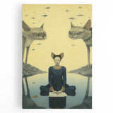 Surreal Electric Art - Mystical Cats and Figure Canvas - Dreamy Decor
