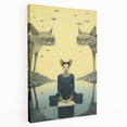 Surreal Electric Art - Mystical Cats and Figure Canvas - Dreamy Decor