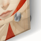 Electric Surreal Portrait Art - Red and Beige Canvas - Abstract Decor