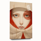 Electric Surreal Portrait Art - Red and Beige Canvas - Abstract Decor