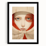 Electric Surreal Portrait Art - Red and Beige Canvas - Abstract Decor