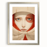 Electric Surreal Portrait Art - Red and Beige Canvas - Abstract Decor