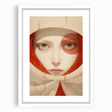 Electric Surreal Portrait Art - Red and Beige Canvas - Abstract Decor