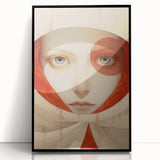 Electric Surreal Portrait Art - Red and Beige Canvas - Abstract Decor