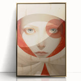 Electric Surreal Portrait Art - Red and Beige Canvas - Abstract Decor