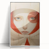 Electric Surreal Portrait Art - Red and Beige Canvas - Abstract Decor