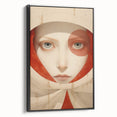 Electric Surreal Portrait Art - Red and Beige Canvas - Abstract Decor