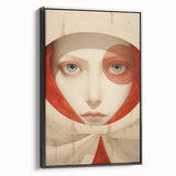 Electric Surreal Portrait Art - Red and Beige Canvas - Abstract Decor