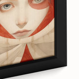 Electric Surreal Portrait Art - Red and Beige Canvas - Abstract Decor
