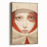 Electric Surreal Portrait Art - Red and Beige Canvas - Abstract Decor