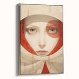 Electric Surreal Portrait Art - Red and Beige Canvas - Abstract Decor