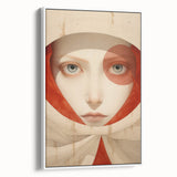 Electric Surreal Portrait Art - Red and Beige Canvas - Abstract Decor