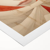 Electric Surreal Portrait Art - Red and Beige Canvas - Abstract Decor