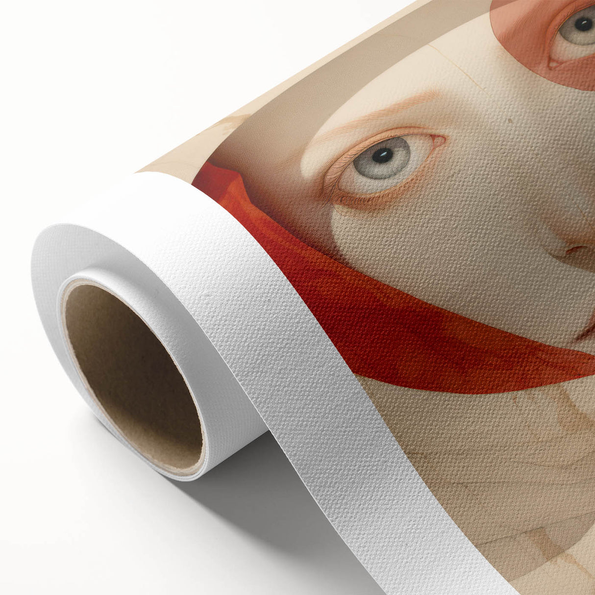 Electric Surreal Portrait Art - Red and Beige Canvas - Abstract Decor