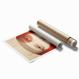 Electric Surreal Portrait Art - Red and Beige Canvas - Abstract Decor