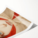 Electric Surreal Portrait Art - Red and Beige Canvas - Abstract Decor