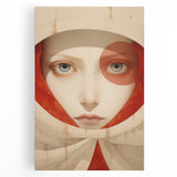 Electric Surreal Portrait Art - Red and Beige Canvas - Abstract Decor