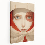 Electric Surreal Portrait Art - Red and Beige Canvas - Abstract Decor