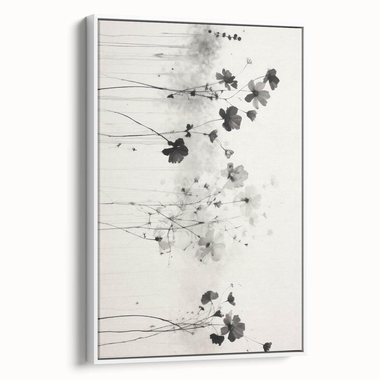 Monochrome Floral Electric Art - Black and White Canvas - Modern Decor
