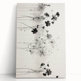 Monochrome Floral Electric Art - Black and White Canvas - Modern Decor