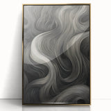 Abstract Flow Electric Art - Black and Gray Canvas - Modern Wall Decor