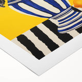 Electric Wall Art: Bold Floral Vase Design with Vibrant Yellow Background