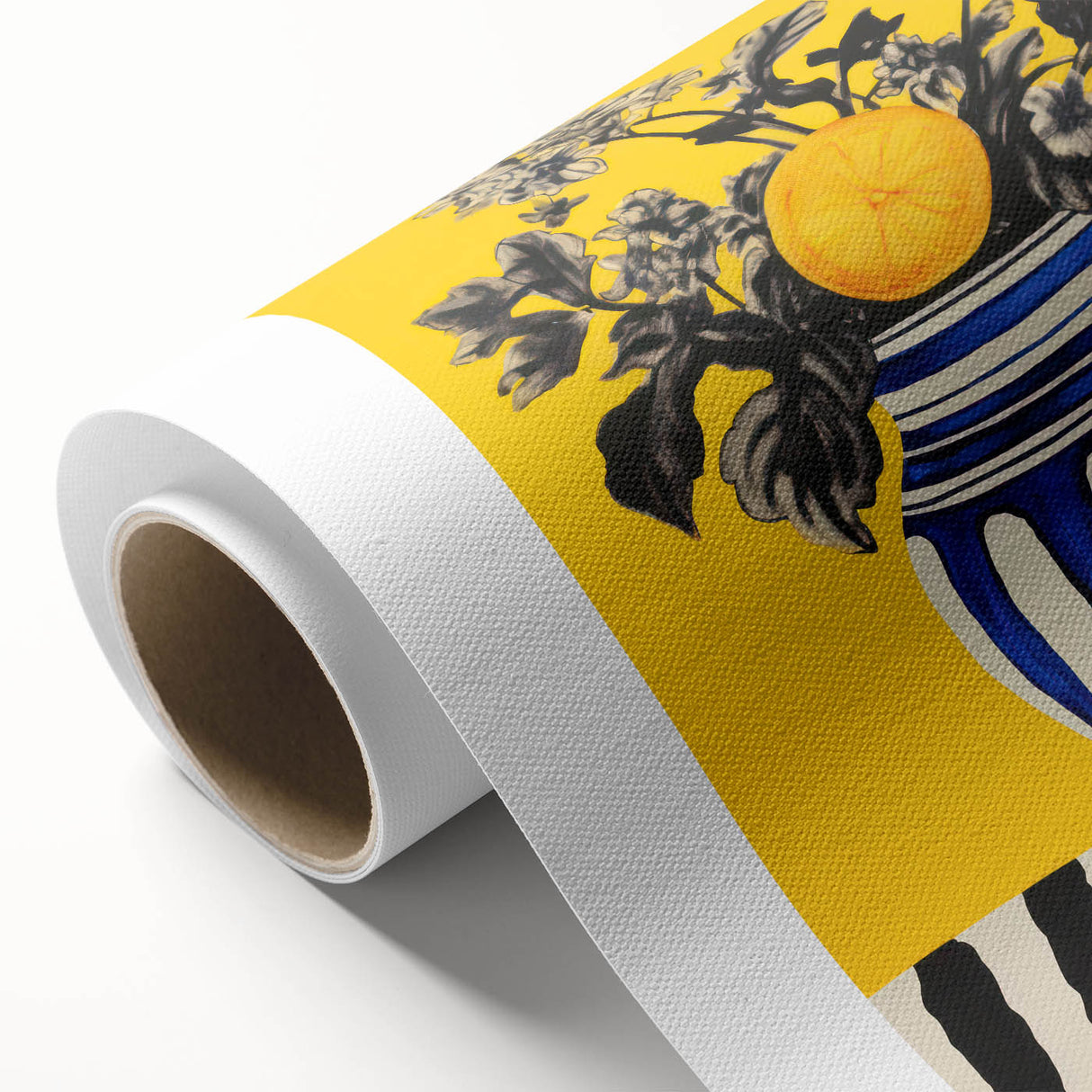 Electric Wall Art: Bold Floral Vase Design with Vibrant Yellow Background