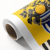 Electric Wall Art: Bold Floral Vase Design with Vibrant Yellow Background