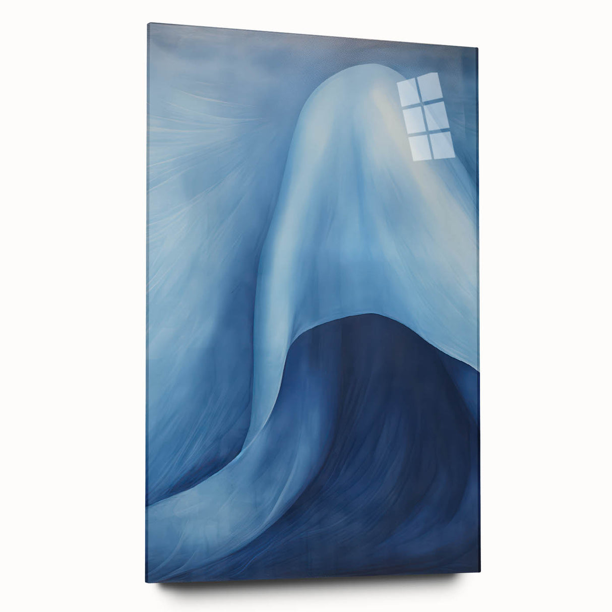 Abstract Electric Blue Canvas Art: Flowing Wave Design for Modern Decor