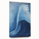 Abstract Electric Blue Canvas Art: Flowing Wave Design for Modern Decor
