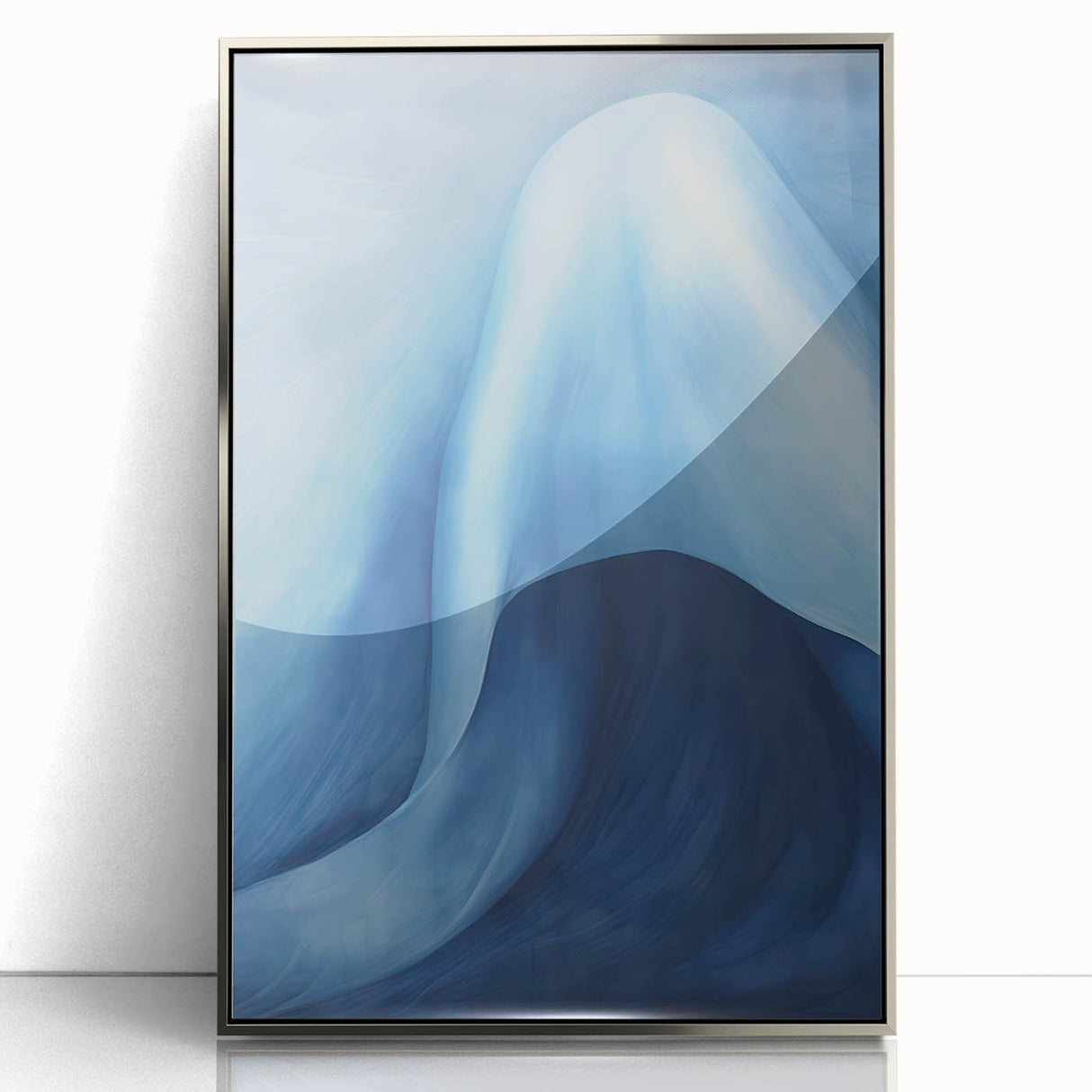 Abstract Electric Blue Canvas Art: Flowing Wave Design for Modern Decor