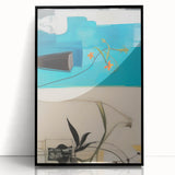 Modern Electric Art Print: Abstract Floral and Geometric Design Canvas