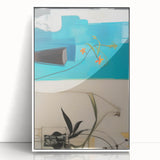 Modern Electric Art Print: Abstract Floral and Geometric Design Canvas