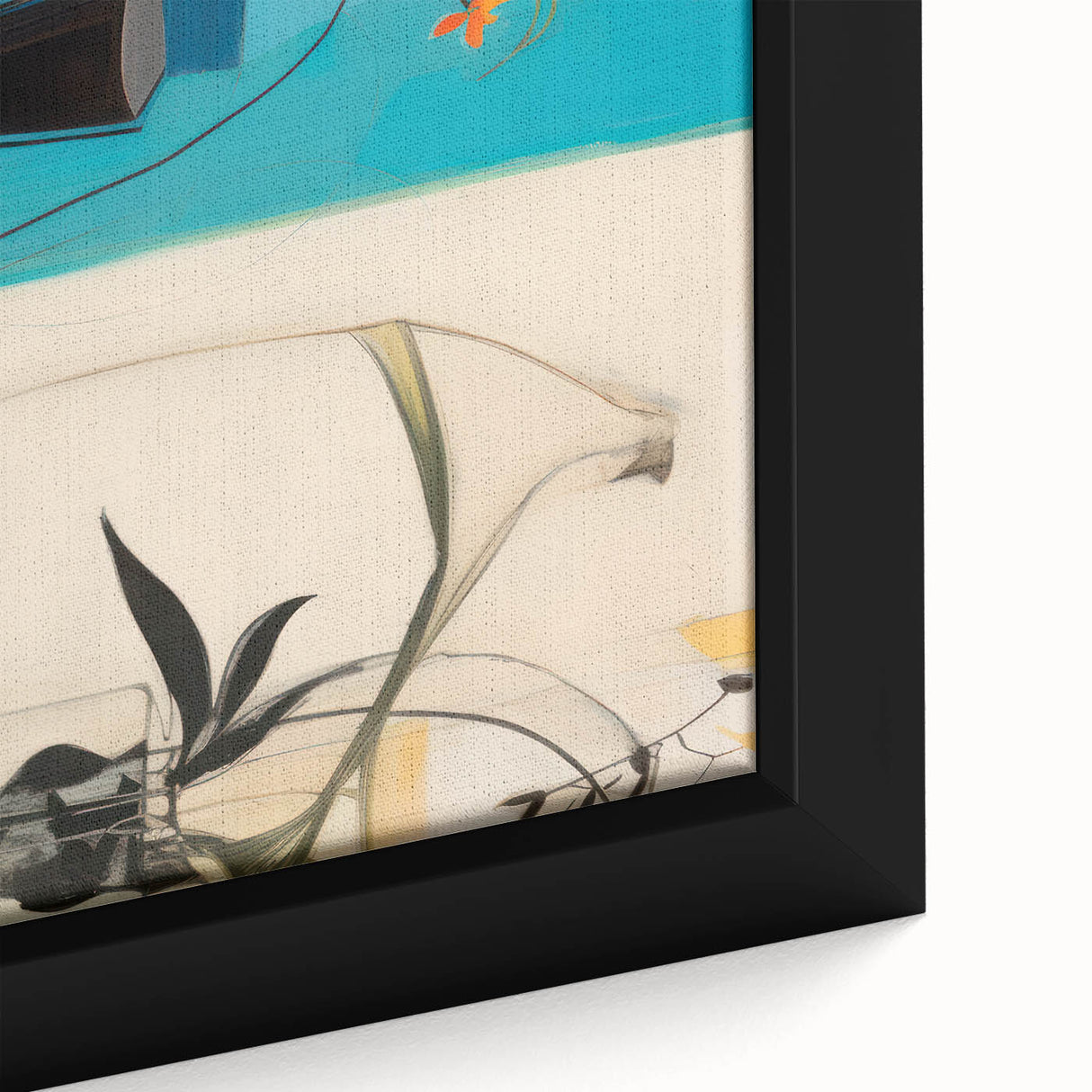 Modern Electric Art Print: Abstract Floral and Geometric Design Canvas