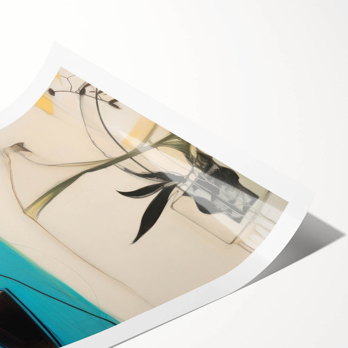 Modern Electric Art Print: Abstract Floral and Geometric Design Canvas