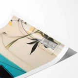 Modern Electric Art Print: Abstract Floral and Geometric Design Canvas