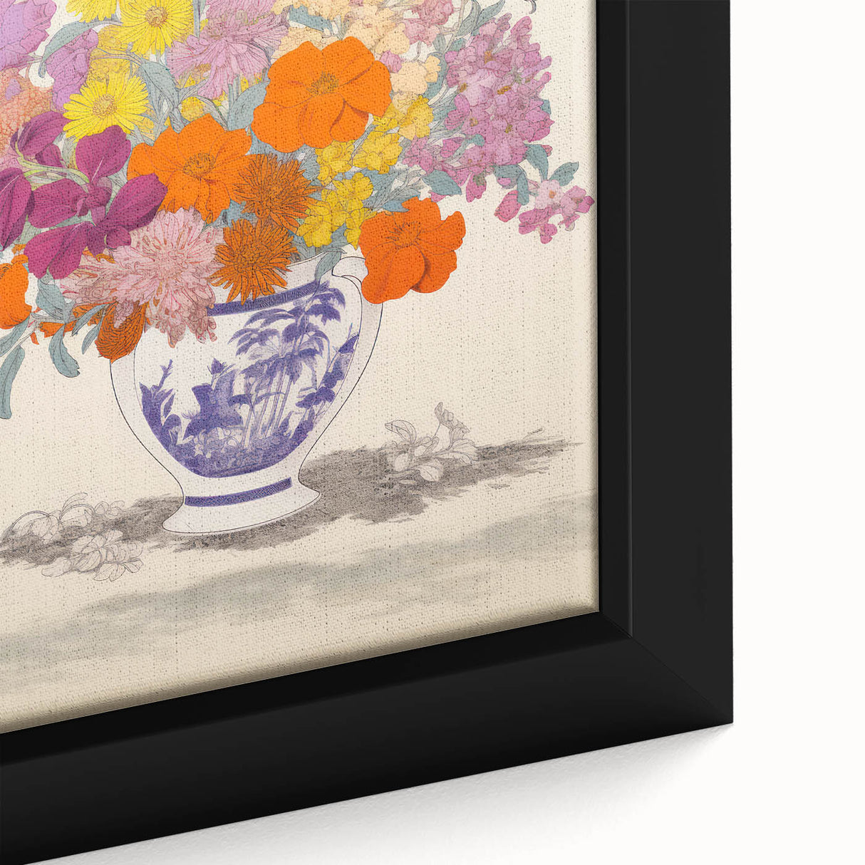 Electric Floral Canvas Art: Colorful Bouquet with Vibrant Floral Patterns