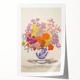 Electric Floral Canvas Art: Colorful Bouquet with Vibrant Floral Patterns
