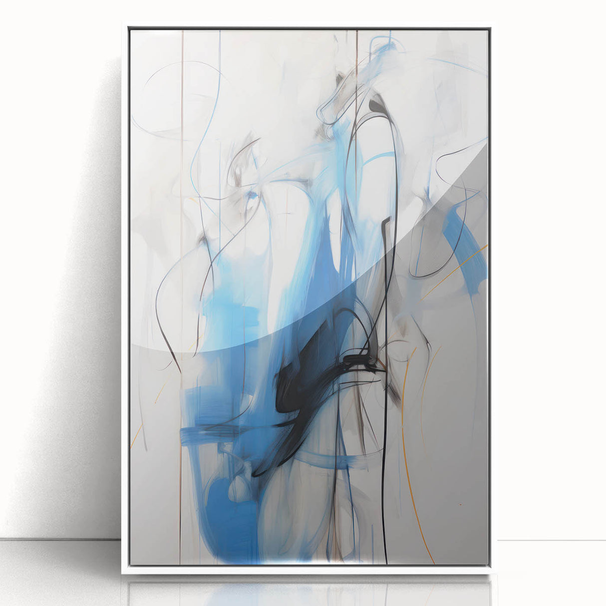 Abstract Electric Canvas Art: Dynamic Blue and Black Modern Painting