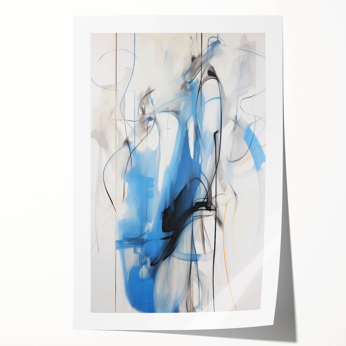 Abstract Electric Canvas Art: Dynamic Blue and Black Modern Painting
