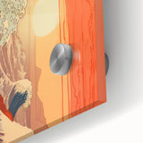 Electric Wave Art: Vibrant Sunset Ocean Scene on Modern Canvas Print